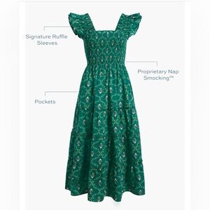 Hill House Ellie Nap Dress - Emerald Trellis - Small